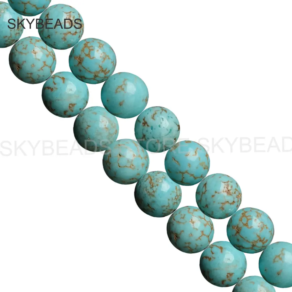 Dyed Blue Green Turquoise Semi Precious Stone Round 4 6 8 10mm Spacer Beads for Fashion Necklace Bracelet Earring Jewelry Making | Украшения
