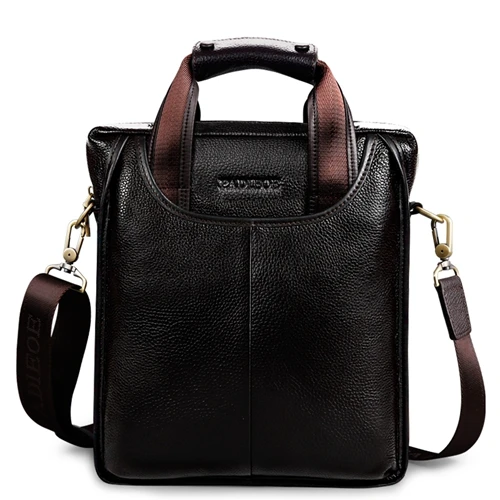 Padieoe модный винтажный мужской портфель из натуральной кожи деловая сумка Casua Tote деловая мужская кожаная сумка через плечо портфель s - Цвет: brown