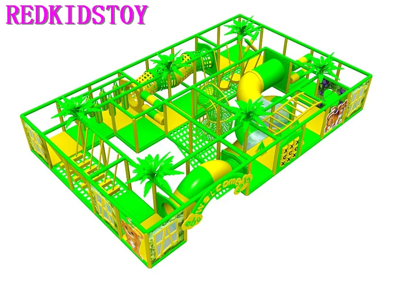 安い プレミアム品質のために設計され顧客からチリジャングルをテーマにした 3 階屋内遊び場スパイラルチューブスライド