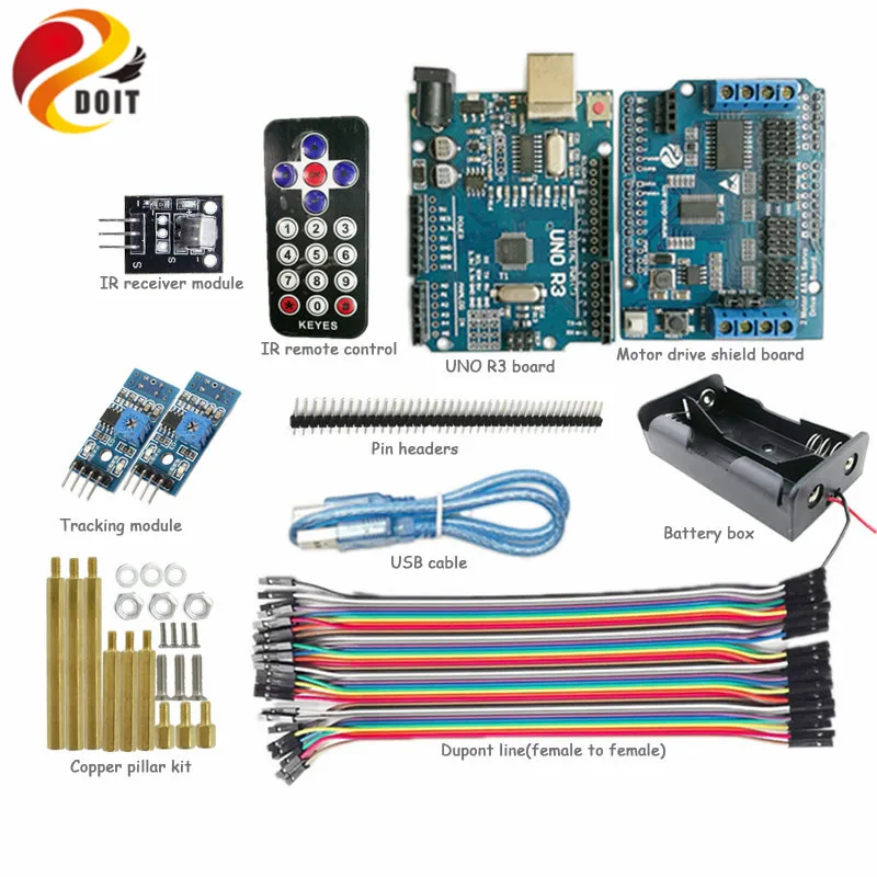 1 Набор ИК-управления для отслеживания шасси танка робота с платой Arduino UNO R3 + плата