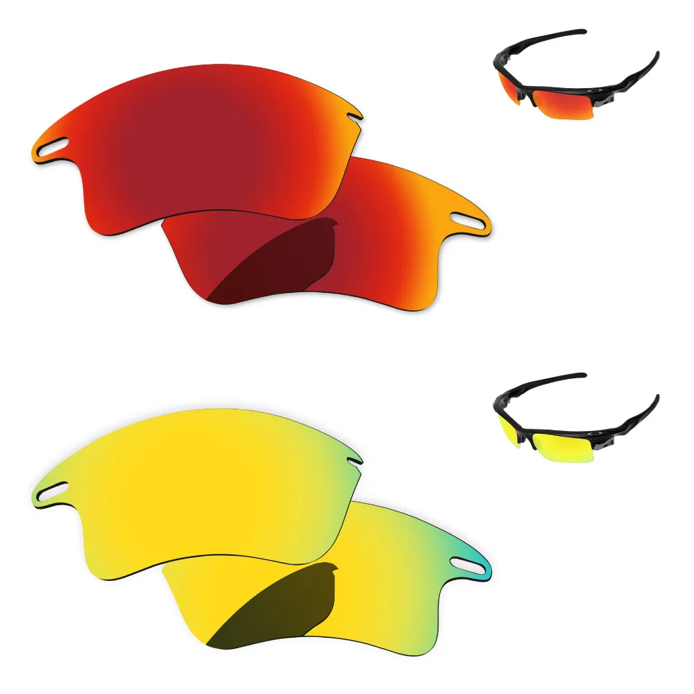 

24K золотистые и огненные красные 2 пары Поляризованные Сменные линзы для быстрой куртки XL Солнцезащитные очки оправа 100% UVA & UVB защита