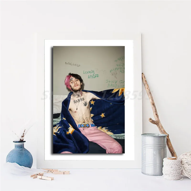 Lil Peep розовые и Черные искусственные волосы принт для гостиной домашний декор