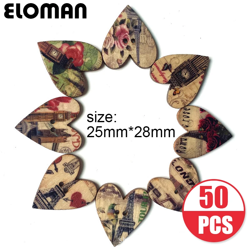ELOMAN 50 шт./лот с деревянной кнопкой Парижем Эйфелевой башней красивая ретро Кнопка