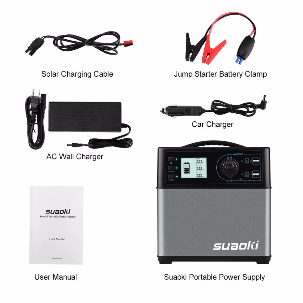 Suaoki 400Wh power Bank Солнечный источник питания инверторы переменного и постоянного