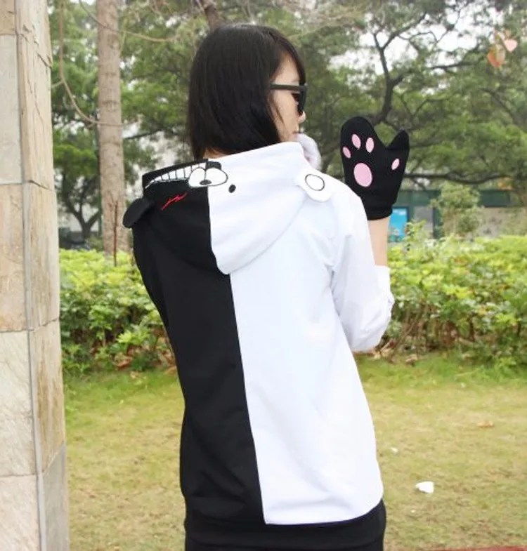 Аниме теория снаряд сломанный Danganronpa Косплей Костюм медведь толстовки с капюшоном с ушками капюшон плащ Обернуть Перчатки