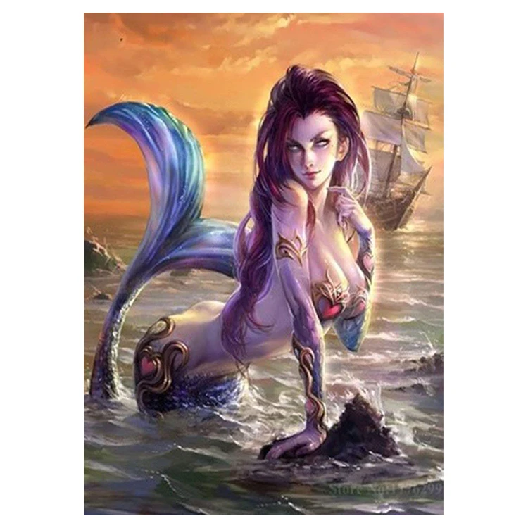DIY алмазная живопись пейзаж персонажи мультфильмов морская Девушка Алмазная