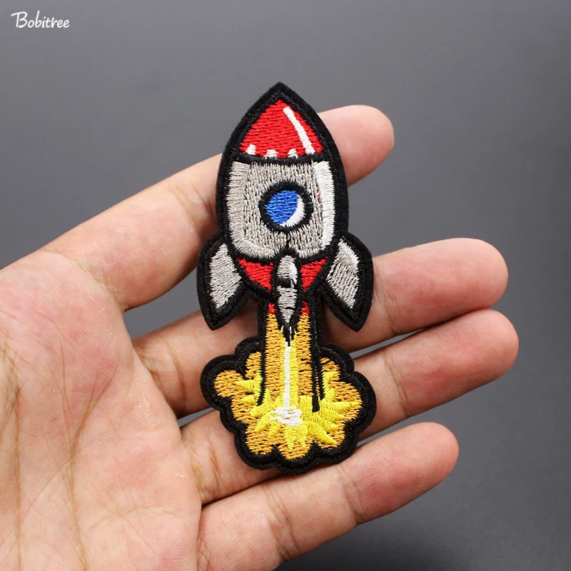Модная мультяшная нашивка The Rocket с вышивкой наклейки утюгом для одежды куртки