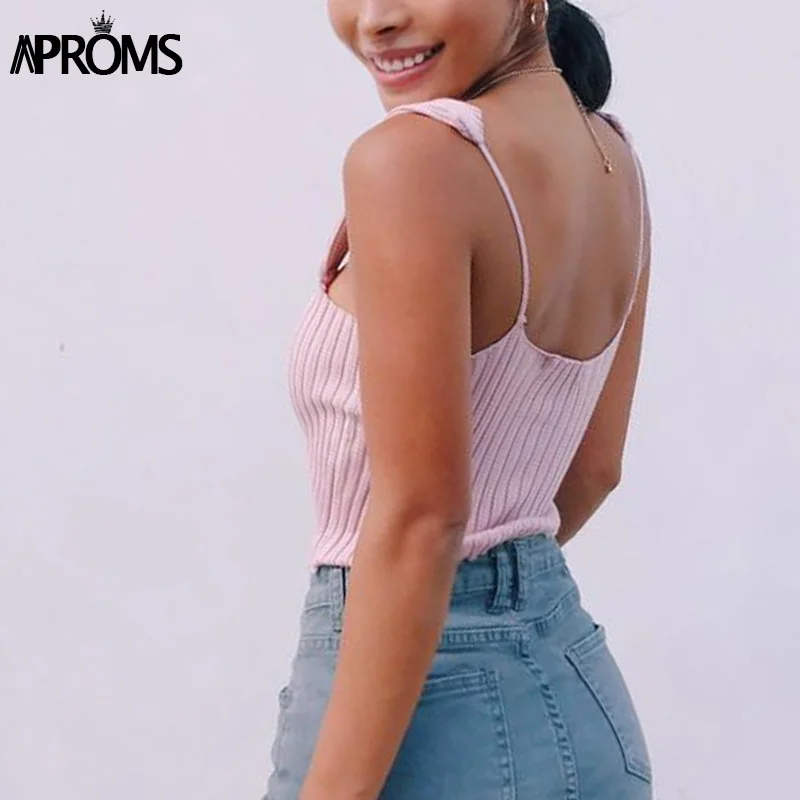 Aproms квадратным вырезом рукавов майки женская мода уличная укороченный топ 90 s Прохладный Девушки Трикотажные топы для женская одежда