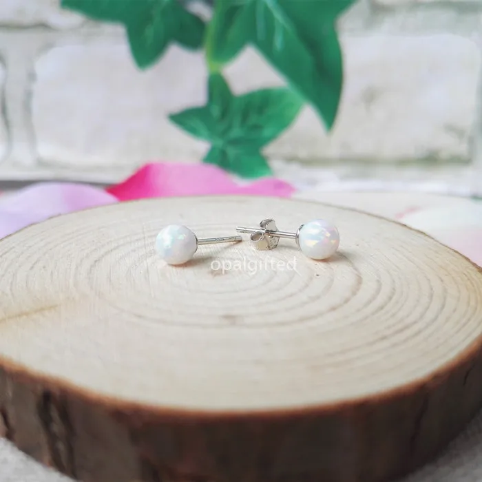 Оптовая продажа 1 пара круглые серьги с опаловым бусином в лабораторном стиле