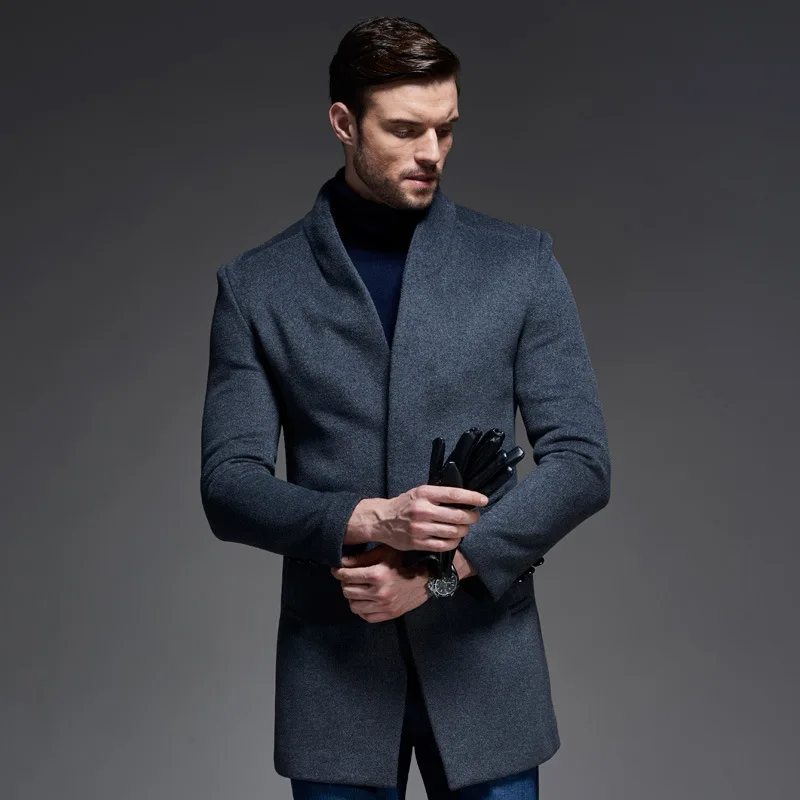 Winter Wool Coat Men Slim Fit Jacket Mens Fashion Outerwear Warm Male Casual Jackets Overcoat Woolen Pea Coat Plus Size XXXL