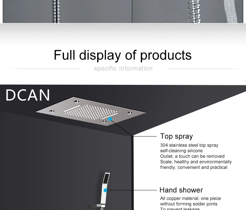 LED Потолочная лейка для душа Водопад для дождя Массажные форсунки Настенные панельные наборы Наборы термостатов