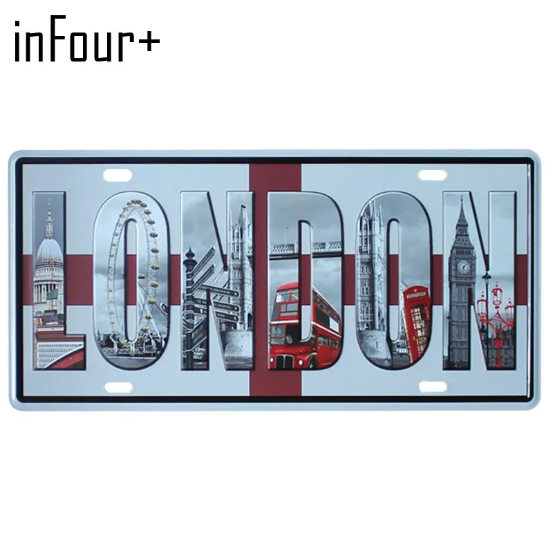 [InFour +] хит продаж металлическая пластина для Великобритании Лондона