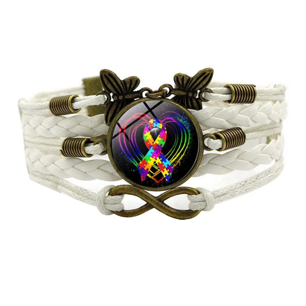 Цветной пазл Ribon шаблон винтажный многослойный браслет кожаный вязаный