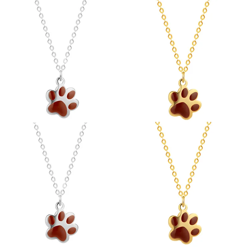 YYW Stainless Steel Necklaces Women Men Dog Footprint Pendant Necklace Link Chain Statement Jewelry | Украшения и аксессуары