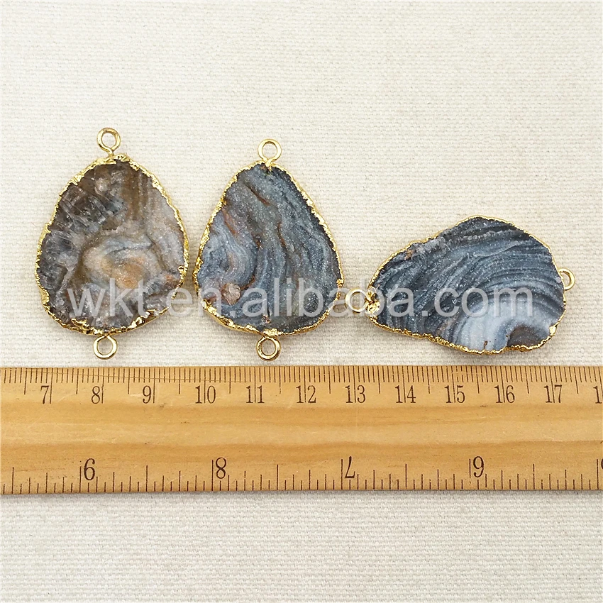 Натуральный druzy камень соединитель аксессуары для ювелирных изделий золотой