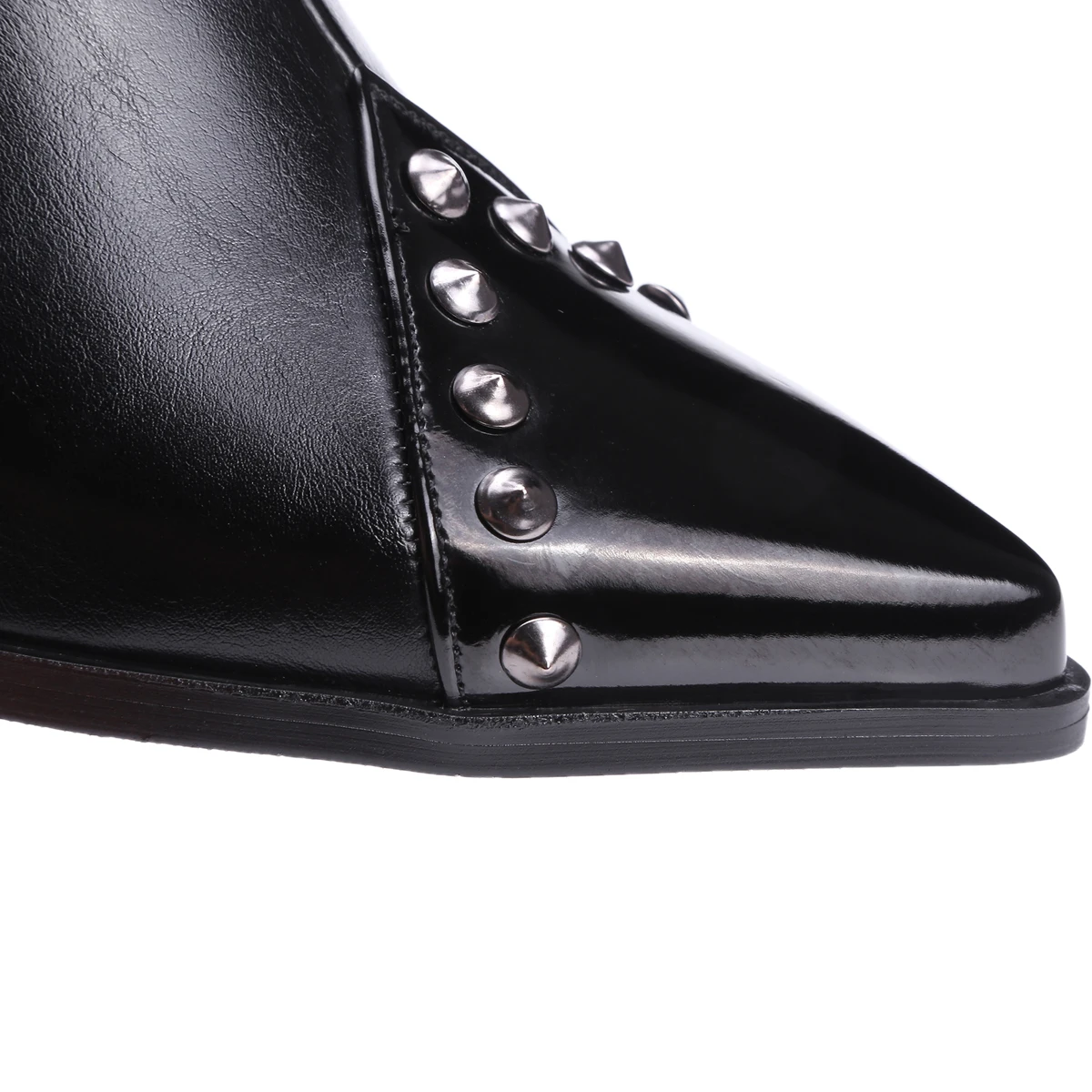 ESRFIYFE/новые женские ботильоны с шипами острым носком на квадратном каблуке модная