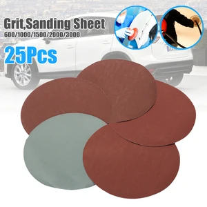 Шлифовальные диски 150 мм6 дюймов, зернистость 6001000150020003000, круглая наждачная бумага на липучке, Смешанная полировкаочистка, 25 шт.
