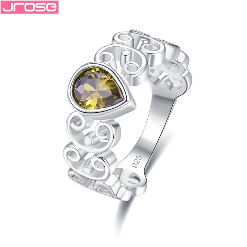 JROSE 2019 Роскошные зеленые кубические циркониевые кольца для женщин серебро 925