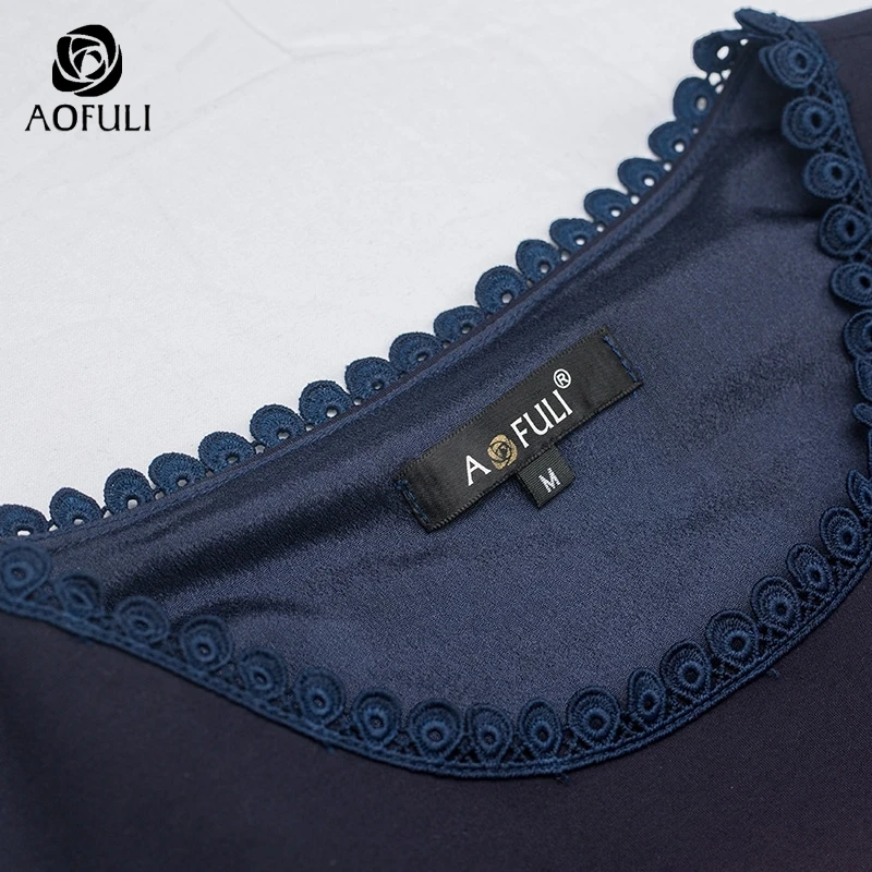 AOFULI L-3xl 4xl 5xl большой размер женское платье с блестками длинным рукавом весеннее