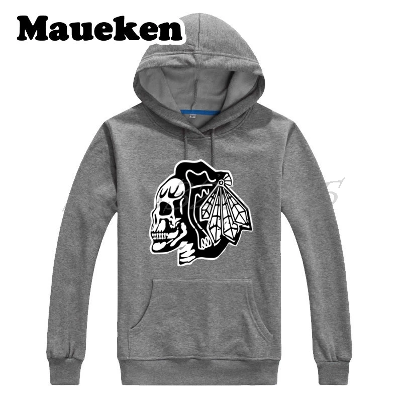 Мужские толстовки с капюшоном Chicago skull Blackhawks плотные на осень и зиму W17110908|men