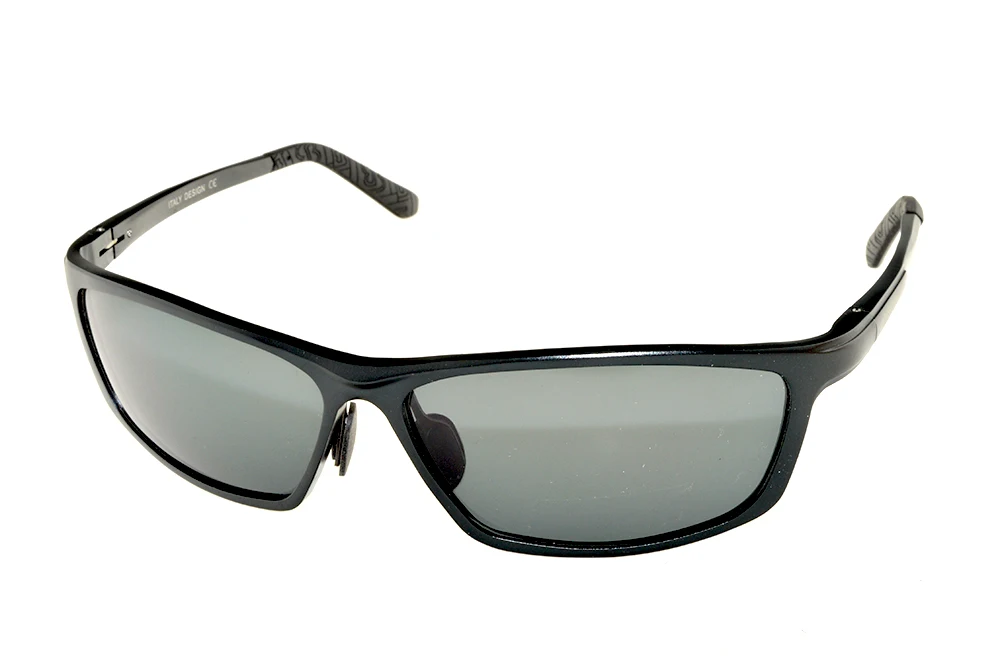 Мужские полированные черные солнцезащитные очки с полным ободком из алюминиево