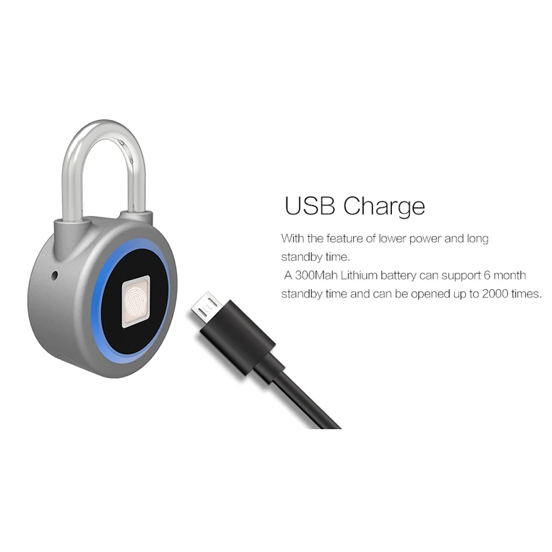 Мини USB Bluetooth смарт замок со сканером отпечатков пальцев IP65 водонепроницаемый