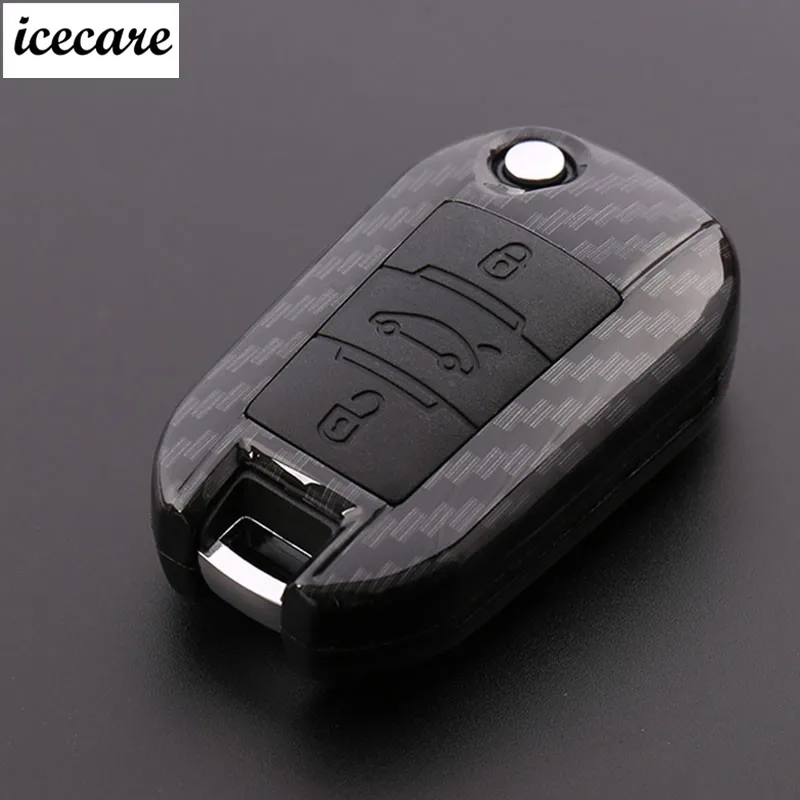 Чехол из углеродного волокна ABS + искусственная обложка без ключа для Peugeot 208 308 508