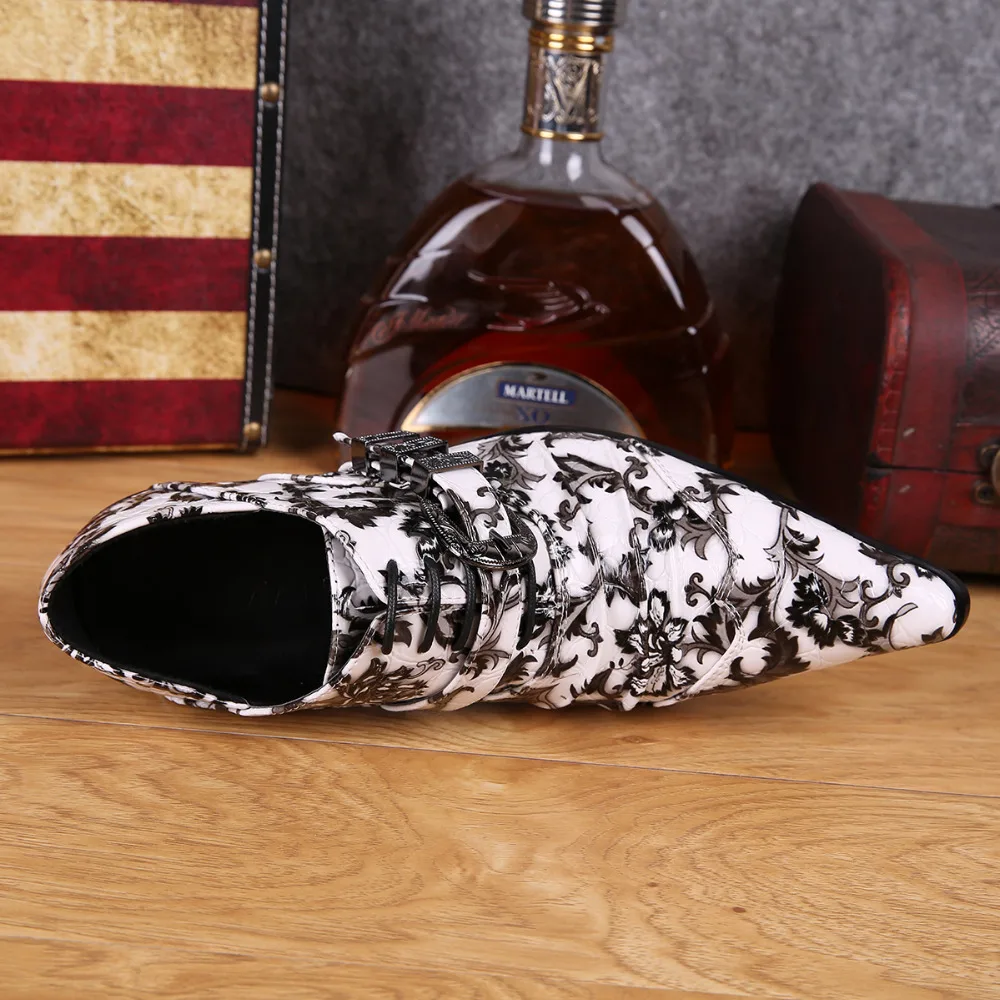 Новинка мужские туфли из натуральной кожи с принтом Мужские модельные острым