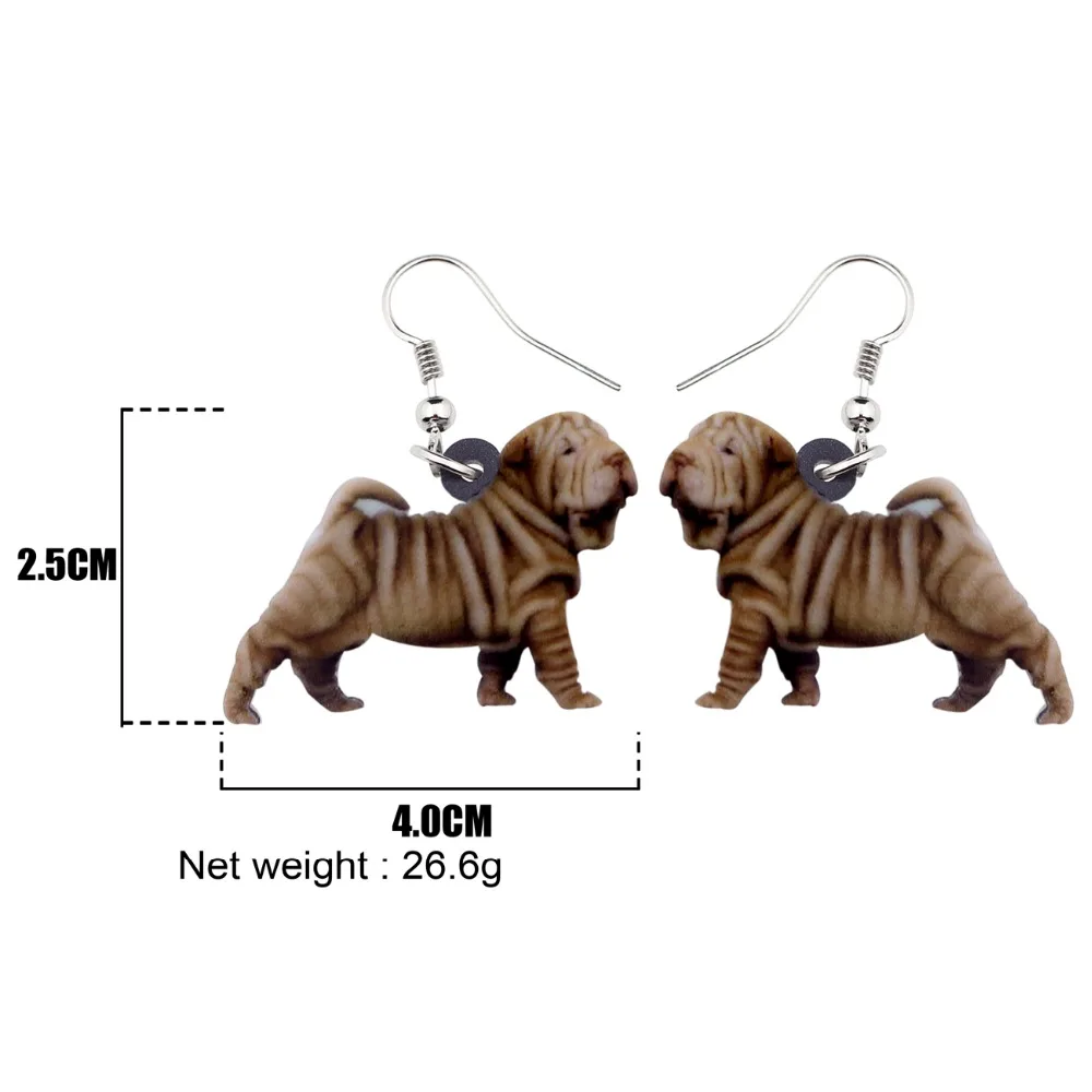 Забавные акриловые серьги WEVENI Shar Pei милые длинные висячие с собаками модные