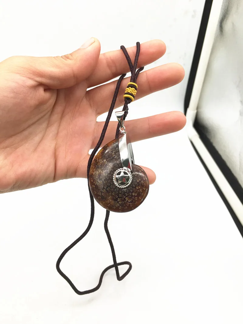 Quartz crystal natural fossil pendant healing.