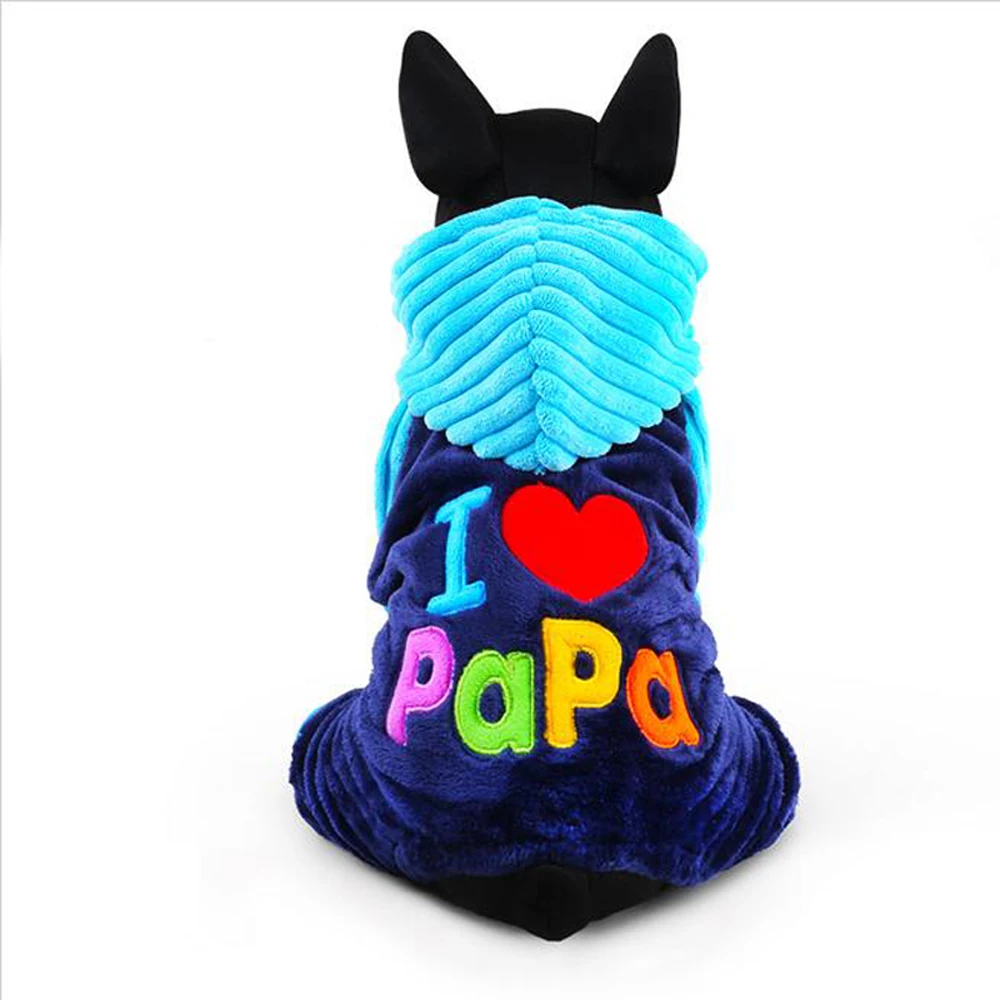 Новинка 2017 года зимняя одежда для собак маленьких модная с надписью I Love papa (Я