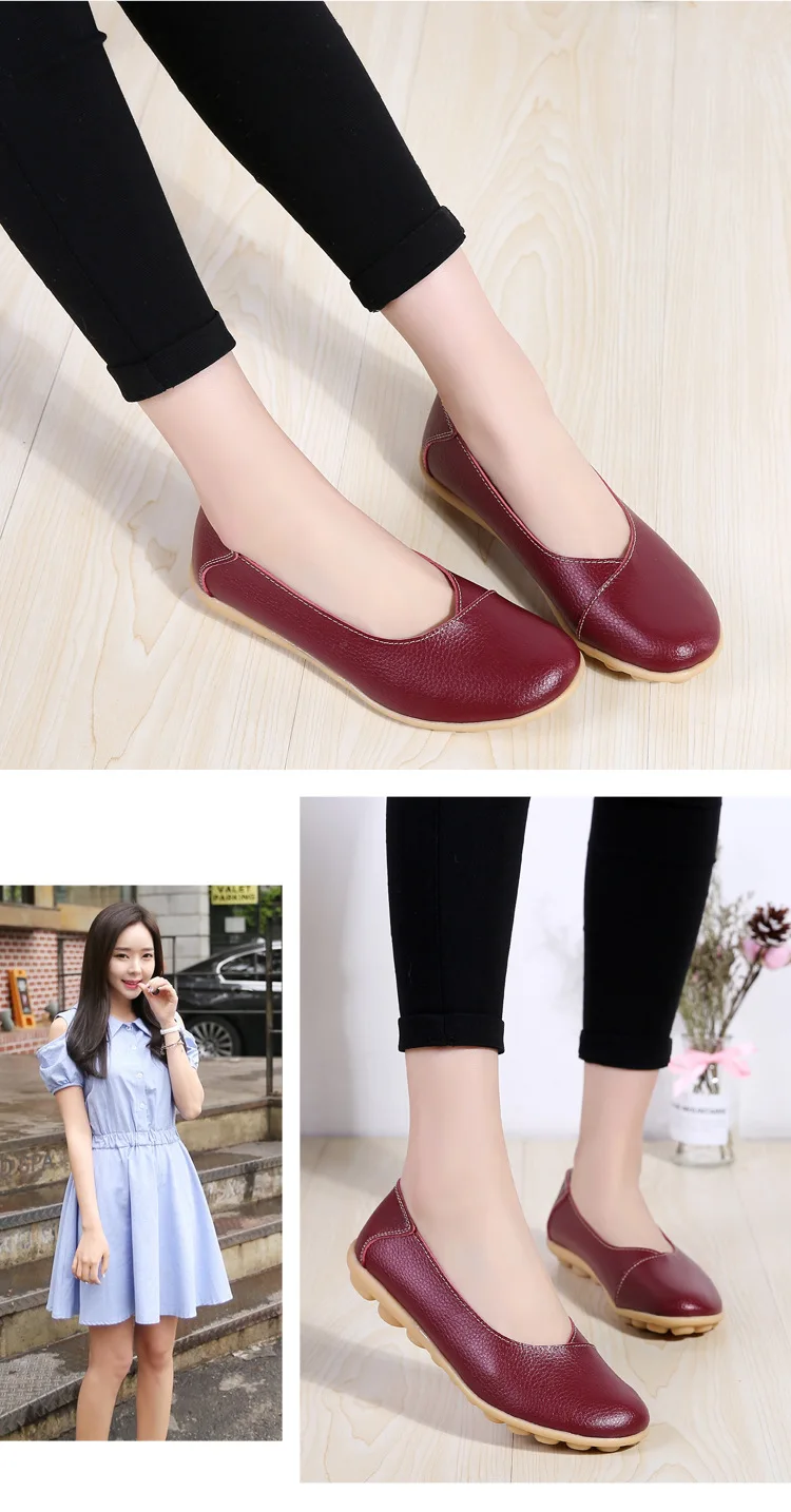 Plus size 11/12 ladies slip on loafers shoes woman trendy summer female flats white genuine leather shoes