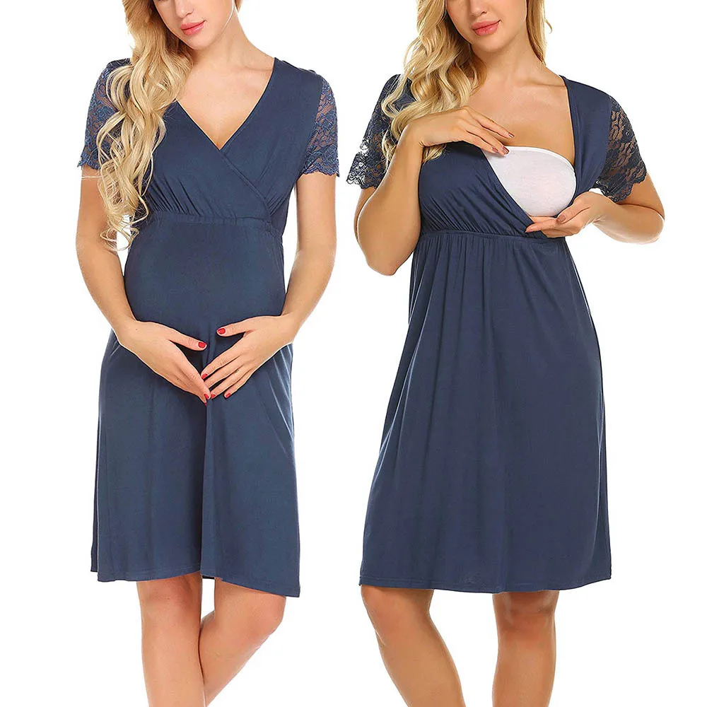 Light Royal Blue Кружевные платья для будущих и кормящих мам, реквизит для фотосессии, лоскутное платье для беременных, макси Одежда для беременных мам - Цвет: Light Royal Blue