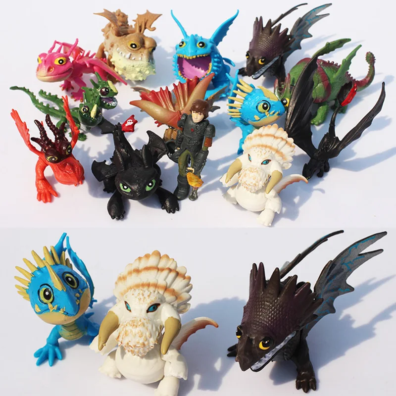 

13pcs/set How To Train Your Dragon PVC dragon toys night fury Figure Toys Hiccup Toothless Skull Gronckle Deadly Nadder Toy Gif