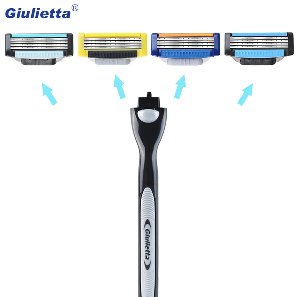 Набор бритв Giulietta Blue для мужчин 1 держатель и 2 лезвия 4-слойное лезвие из