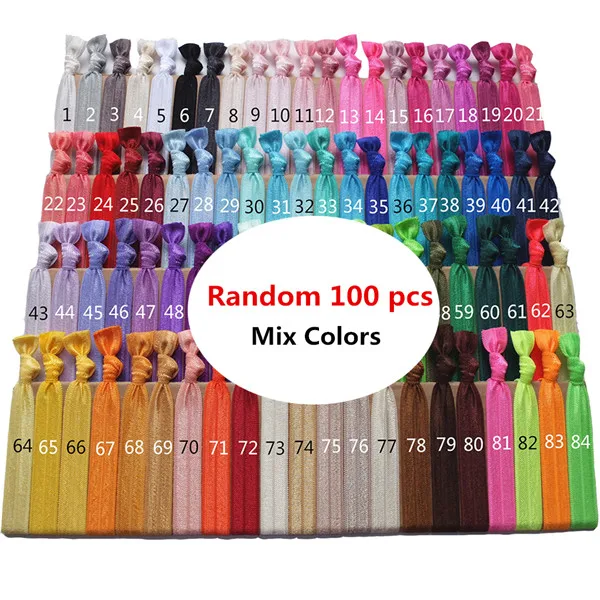 Mix colors 100 шт Мягкие Волосы Галстуки резинка для хвоста резиночка FOE повязка на запястье ремешки резинка для волос для девочек женские резинки для волос - Цвет: Mix colors