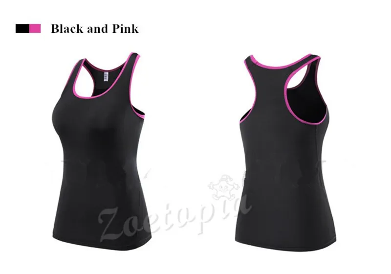 Black and pink 2 Женские футболки без рукавов для йоги, спортивные, для фитнеса, базовый слой, для тренировок, для спортзала, спортивная одежда для бега, топы, рубашки для женщин, быстросохнущие майки - Цвет: Black and pink 2