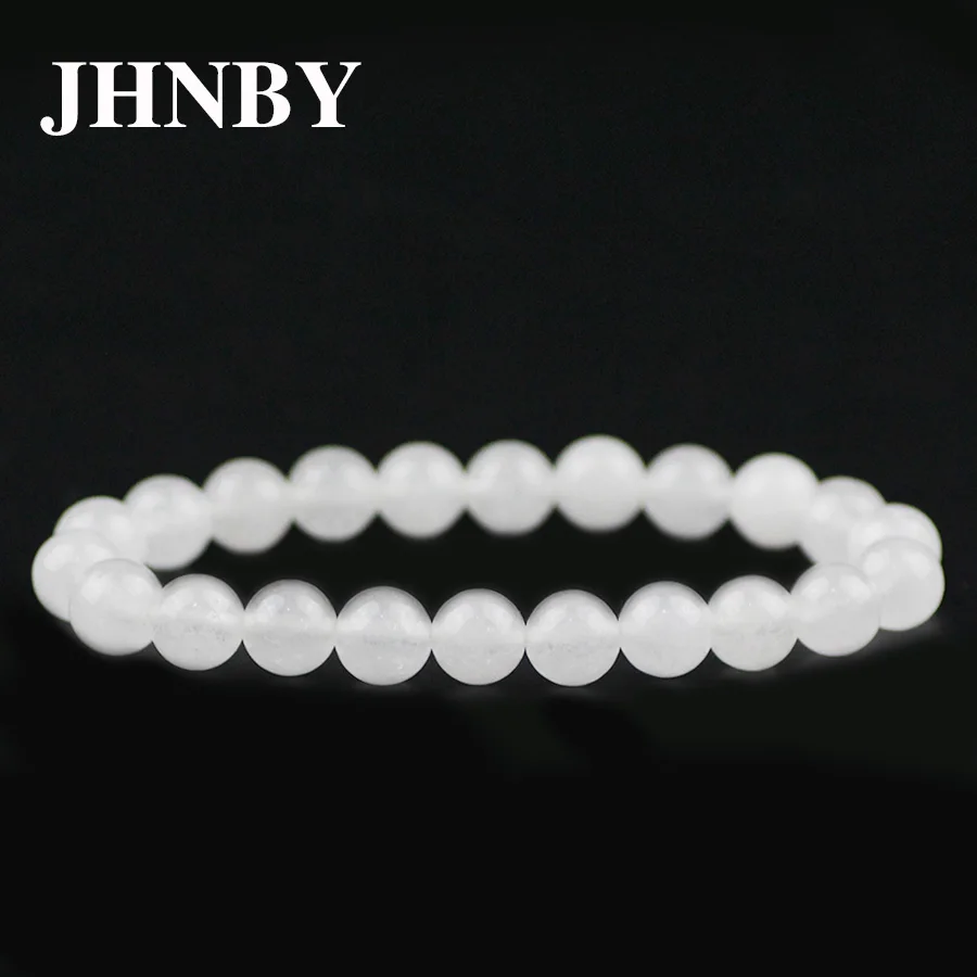 JHNBY натуральный белый мраморный мужской браслет 6/8/10/12 мм каменные бусы