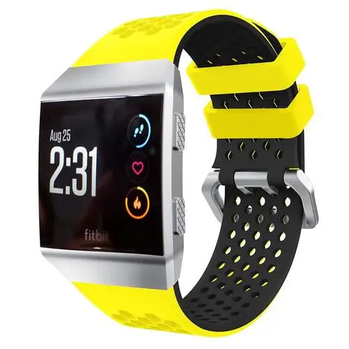 Легкие проветриваемые силиконовые спортивные часы Браслет для Fitbit Ionic Смарт часы Регулируемый сменный Браслет аксессуар - Цвет: Yellow Black