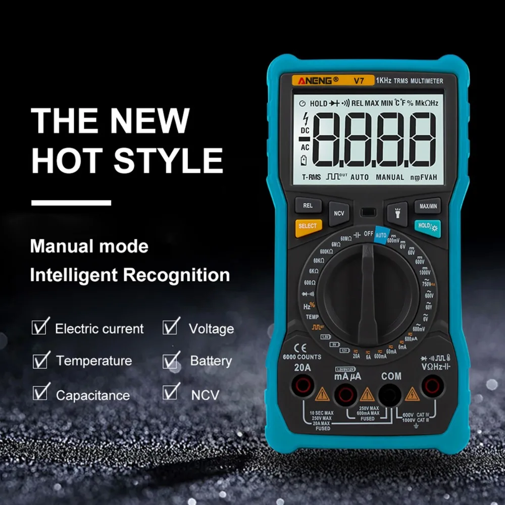 ANENG V7 6000 Counts TRUE RMS Digital Multimeter Square Wave Output Auto Range AC/DC Ammeter Resistance Capacitance Tester | Инструменты