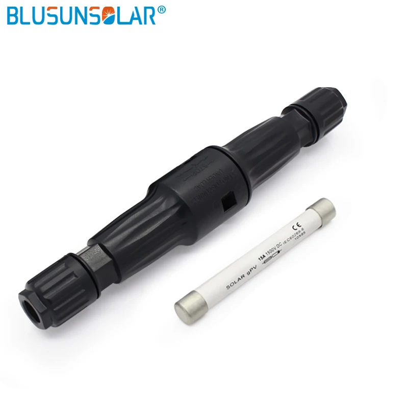 

BULSUNSOLAR TUV Approved 1500VDC PV 4.0 Fuse Connector with 15A Inline10mmx80mm Solar Fuse15A Fuse to Protect Solar Power System