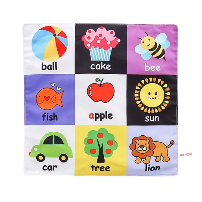 

Soft Cloth Cartoon Baby Learning Animals Fruit Vehicles Cognition Toy Water Wash Rattle Toys Infant Early Educational Books