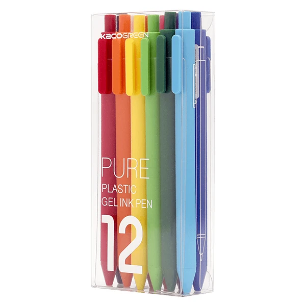 Kaco Pen 12pcs Xiaomi KACO гелевая ручка Шариковая Для школы Официальный знак радуги черные чернила для ручки 12 шт./лот - Цвет: Kaco Pen 12pcs