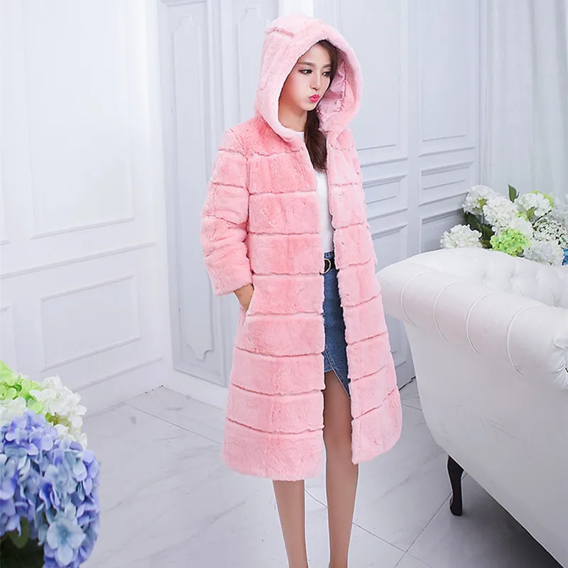 Женская зимняя куртка с капюшоном размеры 3XL 4XL VK3126|rabbit fur coat jacket|rex rabbit coatrex jacket |