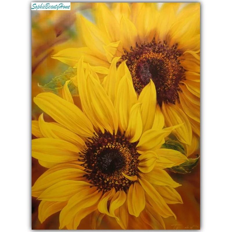 

Sophie beauty home diy painted diamonds sunflower 5D cross stitch diamond inlay 3D hand-painted craft gift mosaic wall decoratio