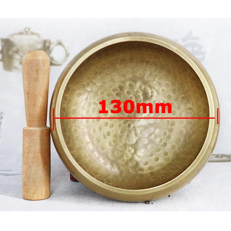 diameter about 130mm Непальская чаша Поющая чаша ручной нарезание металла ремесло Будда чаша религиозная глиняная чаша тибетская Поющая чаша для медитаций - Цвет: diameter about 130mm