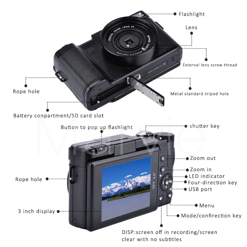 Marvie G02 24MP HD половина DSLR Профессиональная цифровая фототехника с 4x телефото рыбий