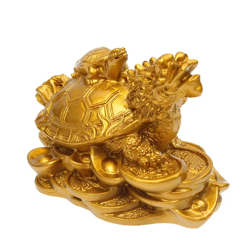KiWarm классический золотой смолы Feng Shui дракон; черепаха Статуэтка женщины портмоне для денег, богатства украшения для Офис
