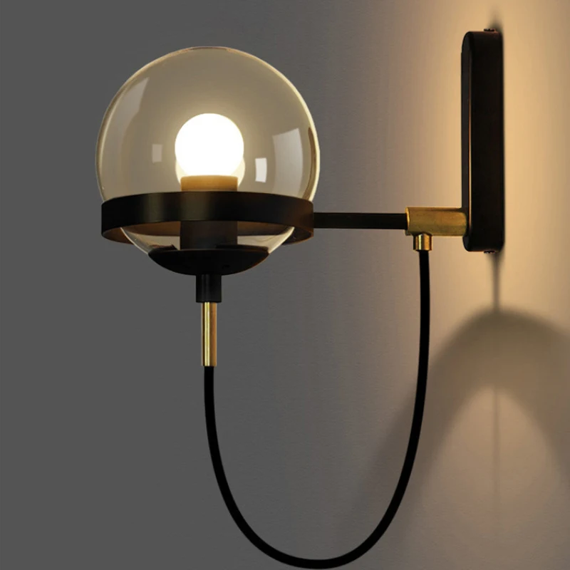 Nordic Retro Glass Lampshade Led Wall Lamps Industrial Style For Bedroom Bedside Aisle Mirror Light Sconce Free Shipping | Лампы и