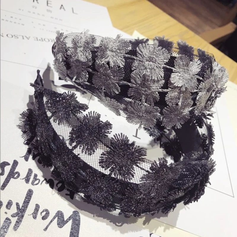Lace ultra-wide openwork knit headband Hair hoop Korean boutique hair accessories for women hairband fashion headdress band |